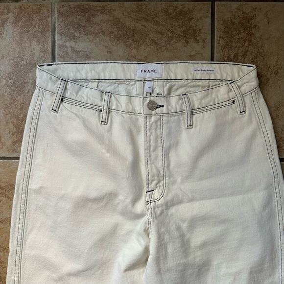 Frame Denim Jeans Le Pixie Baggy Palazzo Size 29 Chalked Cream 100% Cotton - Picture 7 of 14